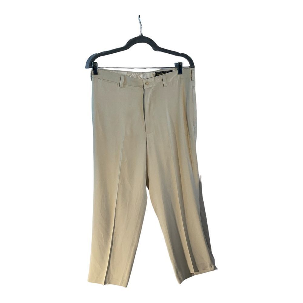 Nat Nast Men’s 100% Silk Tan Dress/Casual/Resort Pants Size 33